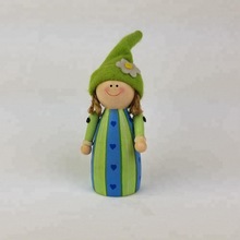 children tolls green girl wooden doll home decoration for kids