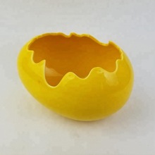 Yellow Ceramic Egg Shell Flower Pot For Succulent Plant