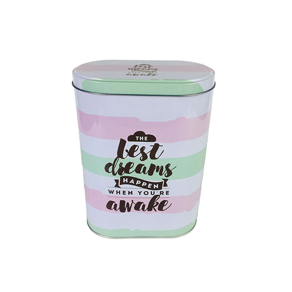 Summer color striped tall tin box wholesale tea metal tin box